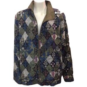 Points West Bomber Jacket Vintage 80s Full Zip Lightweight 100% Silk Women Large